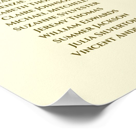 Poster Elégant Gold & Cream 8 Table Mariage Seing Chart (Coin)