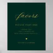 Poster Elégant Gold Emerald Green Wedding Favoriser (Devant)