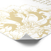 Poster Elégant Gold Floral Peony Mariage Siège (Coin)