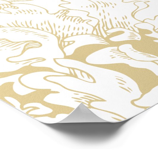 Poster Elégant Gold Floral Peony Mariage Siège (Coin)