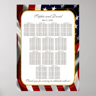 Poster Élégant Gold Foil USA Mariage du drapeau