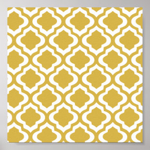 Poster Elegant Gold Mustard Moroccan Quatrefoil Clover