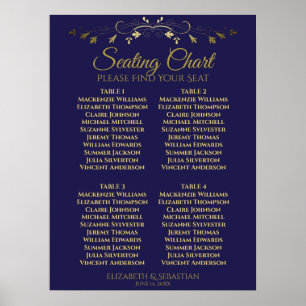 Poster Elégant Gold & Navy 4 Mariage de table