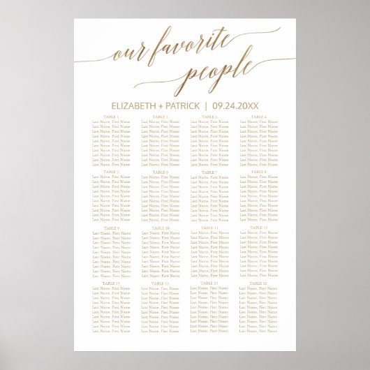 Poster Elegant Gold Notre Carte de siège préférée des gen (Devant)