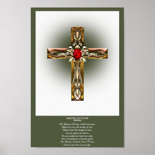 Poster Elegant Gold & Ruby Cross