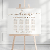 Poster Élégant Gold Script 8 Table Mariage Seating Chart