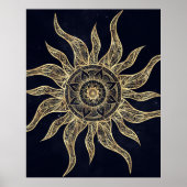 Poster Elégant Gold Sun Mandala Blue Nebula Design (Devant)