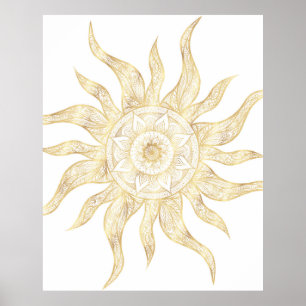 Poster Elégant Gold Sun Mandala Design