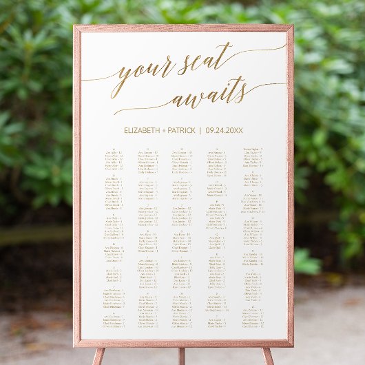 Poster Elegant Gold Your Seat Attend 200+ Seating Chart