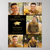 Poster Elégant Graduate Black Gold 5 Photo Collage (Devant)