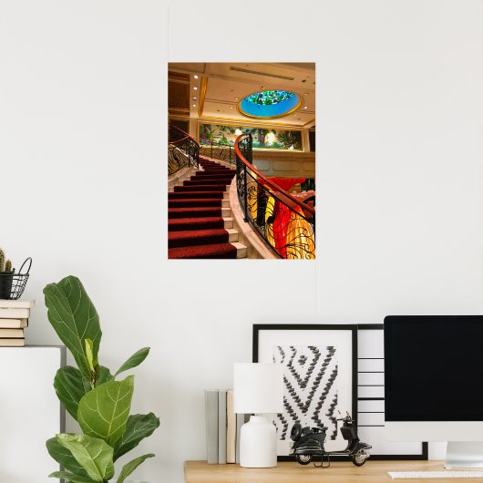 Poster Elégant grand escalier avec plafond en verre tendu (Bureau à domicile)