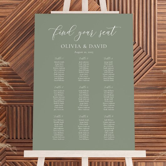 Poster Élégant graphique de table de couleur vert sauge 9