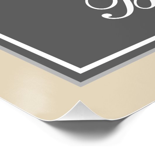 Poster Elégant, Gris, Faux Gold 1er Anniversaire; Nom per (Coin)