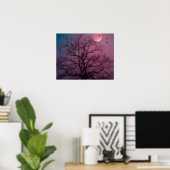 Poster Élégant Halloween Thème Arbre Lune Artwork Éffraya (Bureau à domicile)
