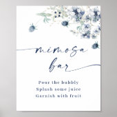 Poster Elégant Hiver Dusty Blue Foliage Mimosa Bar (Devant)