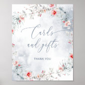 Poster Élégant hiver Dusty Blue neige Cartes et cadeaux (Devant)