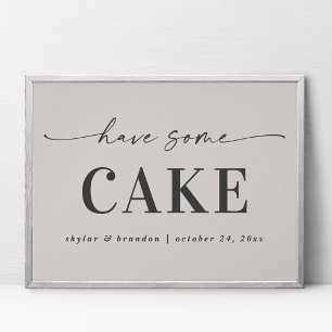 Poster Élégant Hors-Blanc Ont Un Signe Mariage De Gâteau