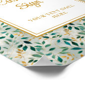 Poster Elégant Hunter Green Gold Mariage sur mesure (Coin)