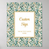 Poster Elégant Hunter Green Gold Mariage sur mesure (Devant)