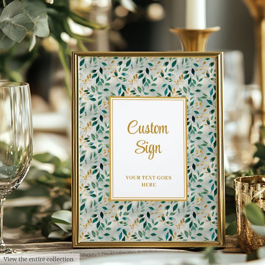 Poster Elégant Hunter Green Gold Mariage sur mesure