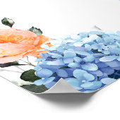 Poster Élégant Hydrangea Bleu Roses Blush Mariage (Coin)
