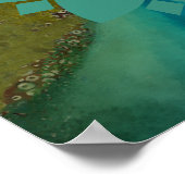 Poster Élégant Imaginaire Portrait femme en vert et bleu (Coin)