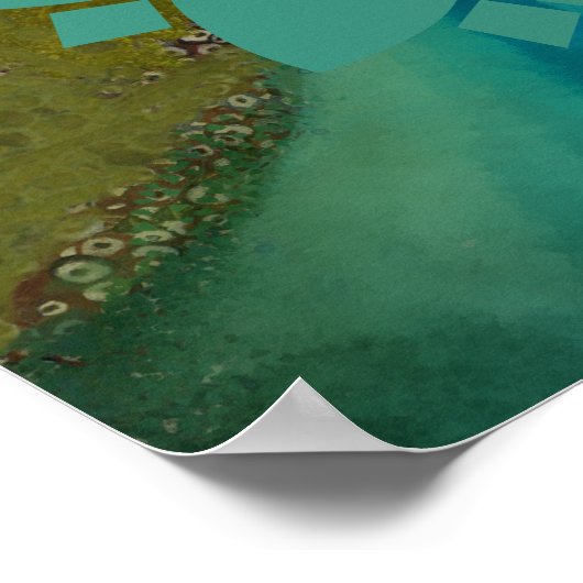 Poster Élégant Imaginaire Portrait femme en vert et bleu (Coin)