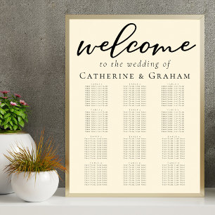 Poster Élégant Ivoire Simple Script Mariage Seing Chart
