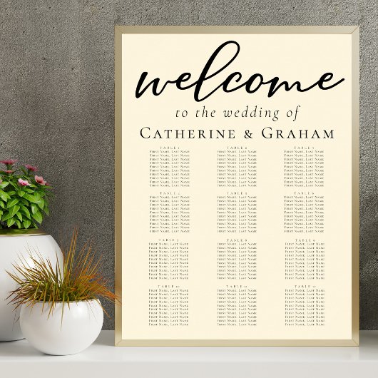 Poster Élégant Ivoire Simple Script Mariage Seing Chart