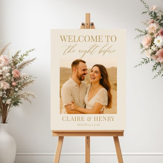 Poster Elegant Ivory Rehearsal Dinner Photo Wedding