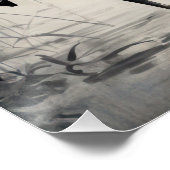 Poster Elegant Japanese Cranes and Pagoda Ink Wash Art (Coin)