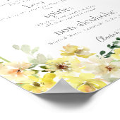 Poster Elégant Jaune Floral Sage Green Mariage Bar Menu (Coin)