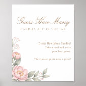 Poster Élégant jeu pour Baby Shower : devinez combien il (Devant)