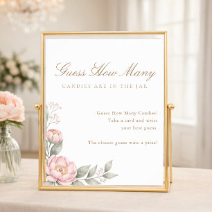 Poster Élégant jeu pour Baby Shower : devinez combien il