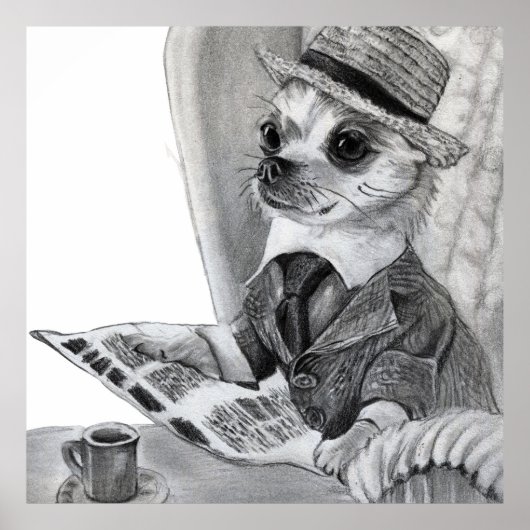 Poster Elégant journal de lecture de chihuahua (Devant)