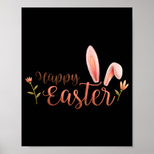 Poster Elegant Joyeuses Pâques Tygraphie Oreilles de Lapi