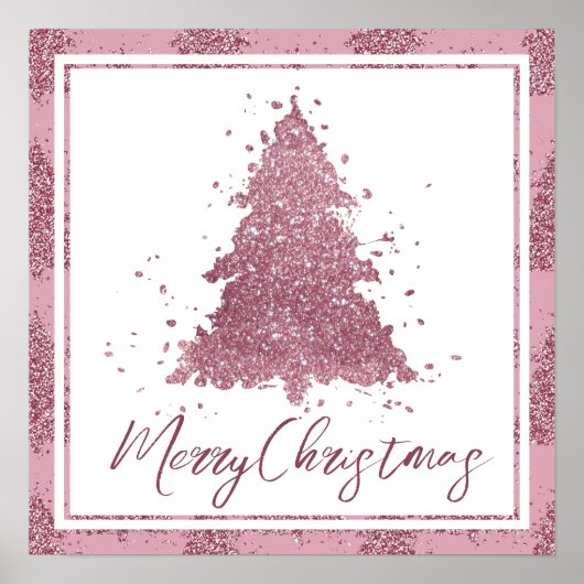 Poster Élégant Joyeux Noël | Dusty Mauve Pink Tree (Devant)