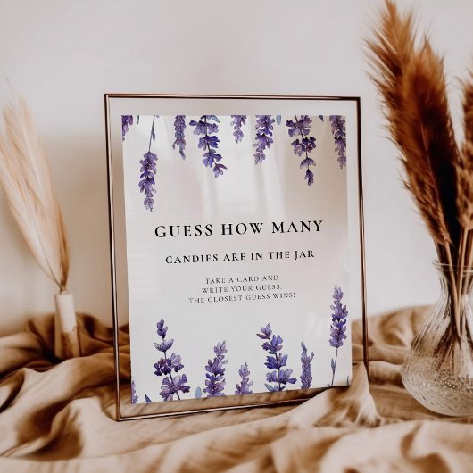 Poster Elegant lavande Devine combien de Baby shower jeu
