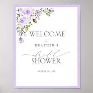 Poster Elégant Lavande Lilac Douche Florale Bienvenue