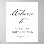 Poster élégant lettrage noir douche nuptiale signe d'accu (Devant)