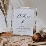 Poster élégant lettrage noir douche nuptiale signe d'accu<br><div class="desc">simple script noir moderne sur un panneau blanc. Le texte et les couleurs de cette affiche peuvent être modifiés.</div>