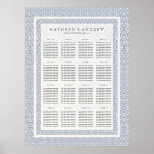 Poster Élégant Lilac Blue Seigaiha Mariage Carte de siège