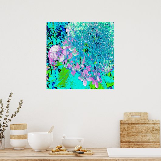 Poster Élégant Limelight rose et bleu Hydrangea (Cuisine)