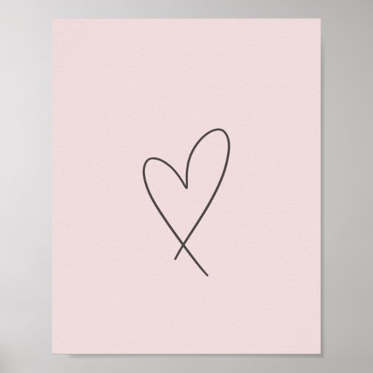 Poster Elegant Line Art Heart Wedding Blush Pink (Devant)