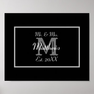 Poster Élégant M. et Mme Monogram Black