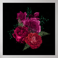 Elegant Magenta Rose Floral Bouquet
