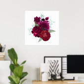 Poster Elegant Magenta Rose Floral Bouquet (Bureau à domicile)