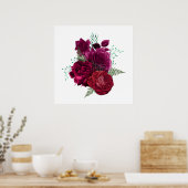 Poster Elegant Magenta Rose Floral Bouquet (Cuisine)