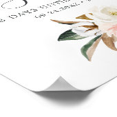 Poster Élégant Magnolia | Accueil de la Fête des mariées  (Coin)