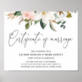 Poster Élégant Magnolias & Certificat De Mariage En Coton (Devant)